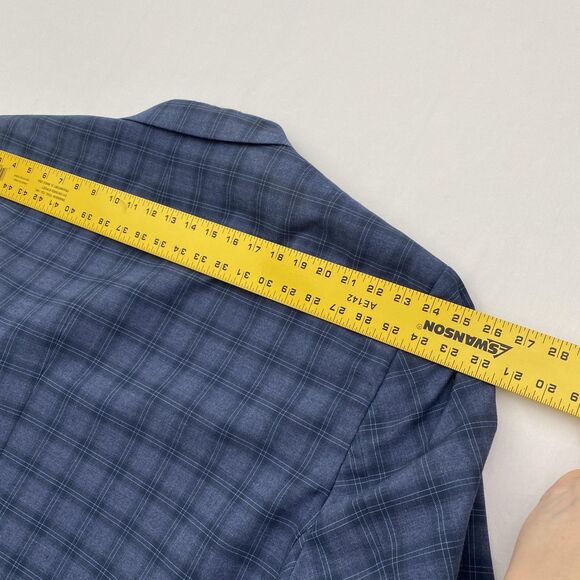Oak Hill Blazer Sport Coat Mens 4XL 58/60R Blue Windowpane 2 Button Notch Lapel - Picture 14 of 16